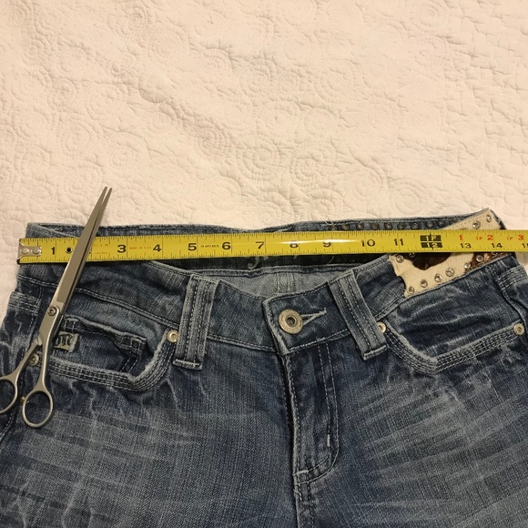 Miss Me Special Edition cowhide rhinestone bootcut 5 pocket blue jeans (size 28) - Picture 7 of 16